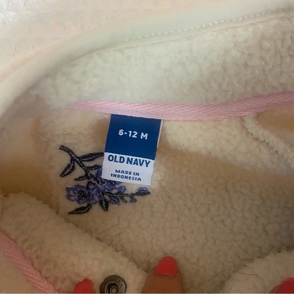 Girls old navy set cream Sherpa blue matching size 6-12M